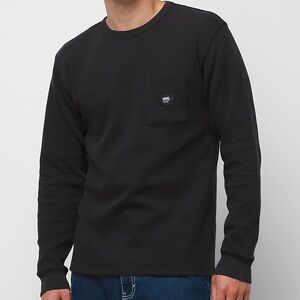 Vans Men's Waffle Knit 100% Cotton Black Long Sleeve Skater Indie Casual 2000's